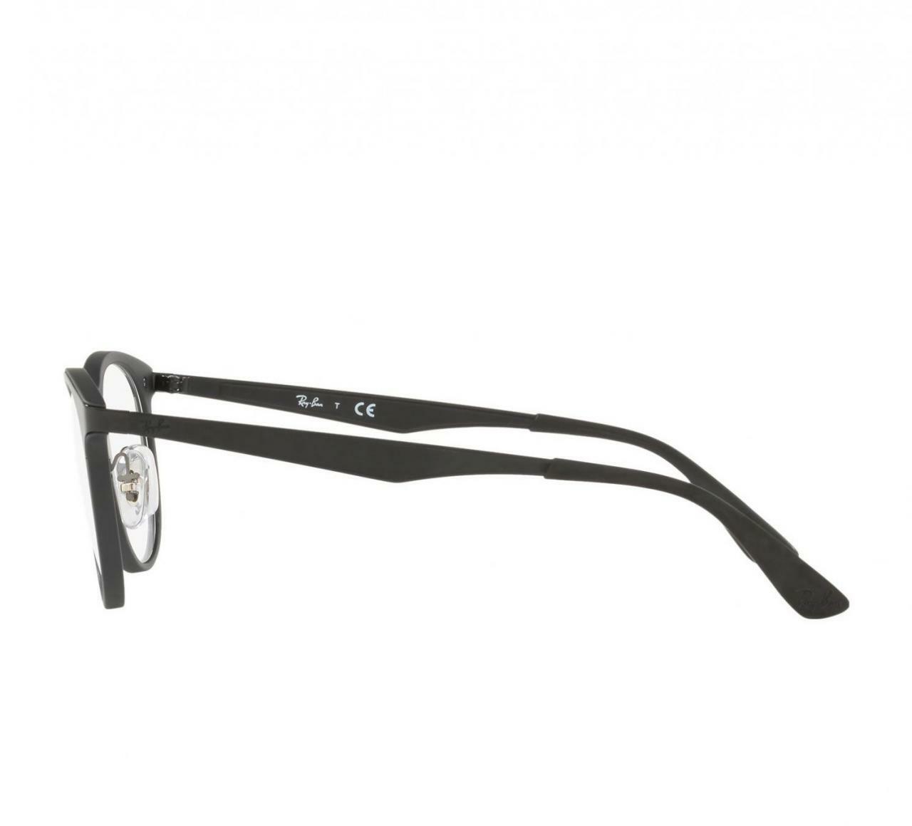 Ray-Ban RB7116-5196 Black Round Men's Nylon Eyeglasses with full-rim design and demo lenses, perfect for stylish men.