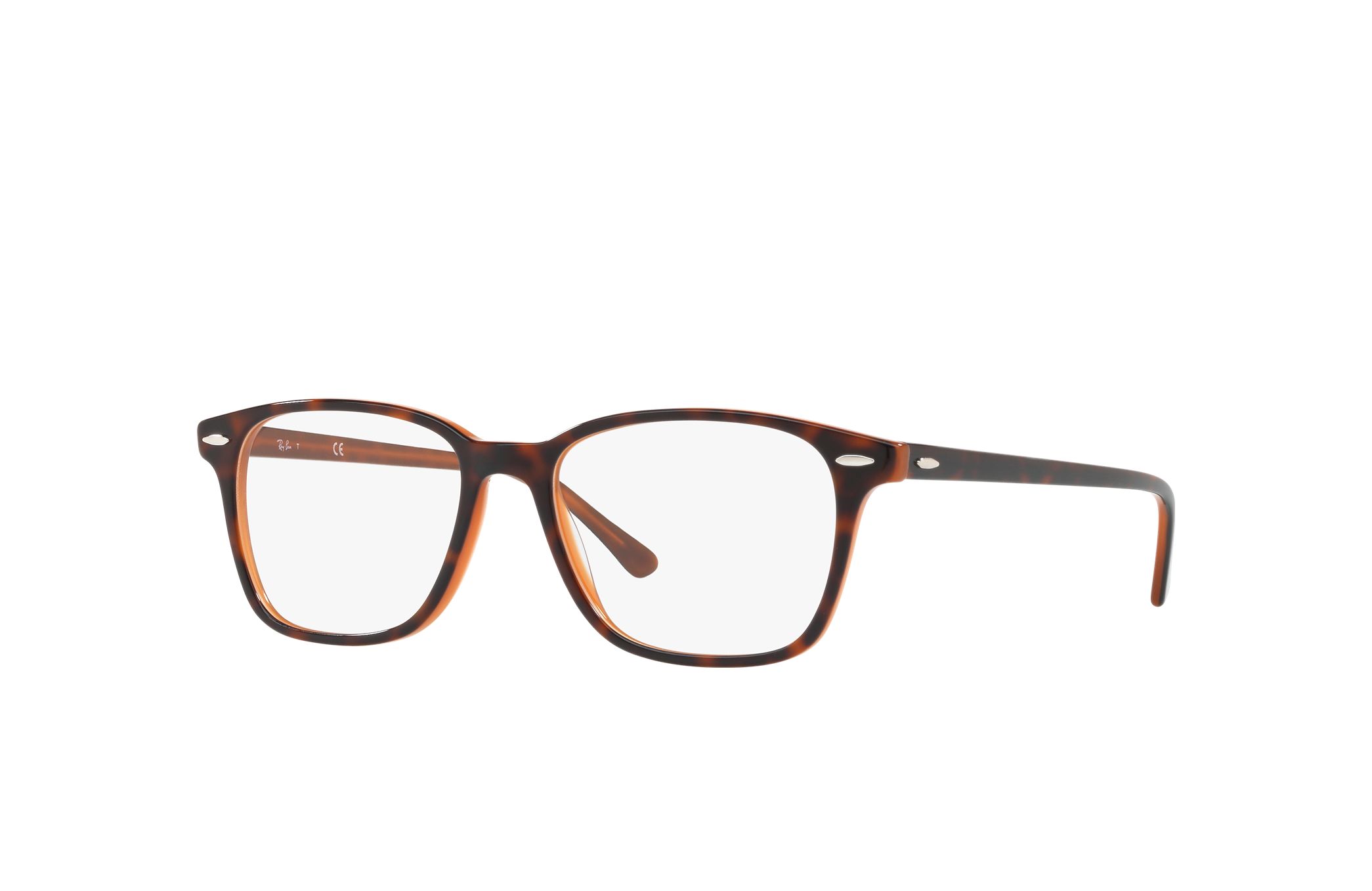 Ray-Ban RB7119-5713 Gloss Tortoise Square Optical Eyeglasses with 55mm lens, showcasing stylish design and durable Propionate material.