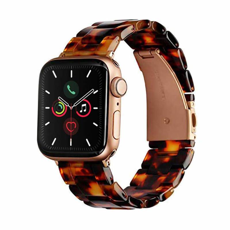 Premium resin Apple Watch band with metal clasp, adjustable length, and stylish design, suitable for 38mm and 40mm models.