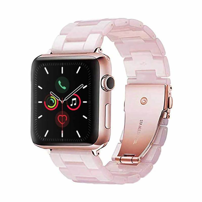 Premium resin Apple Watch band with metal clasp, adjustable length, and stylish design, suitable for 38mm and 40mm models.