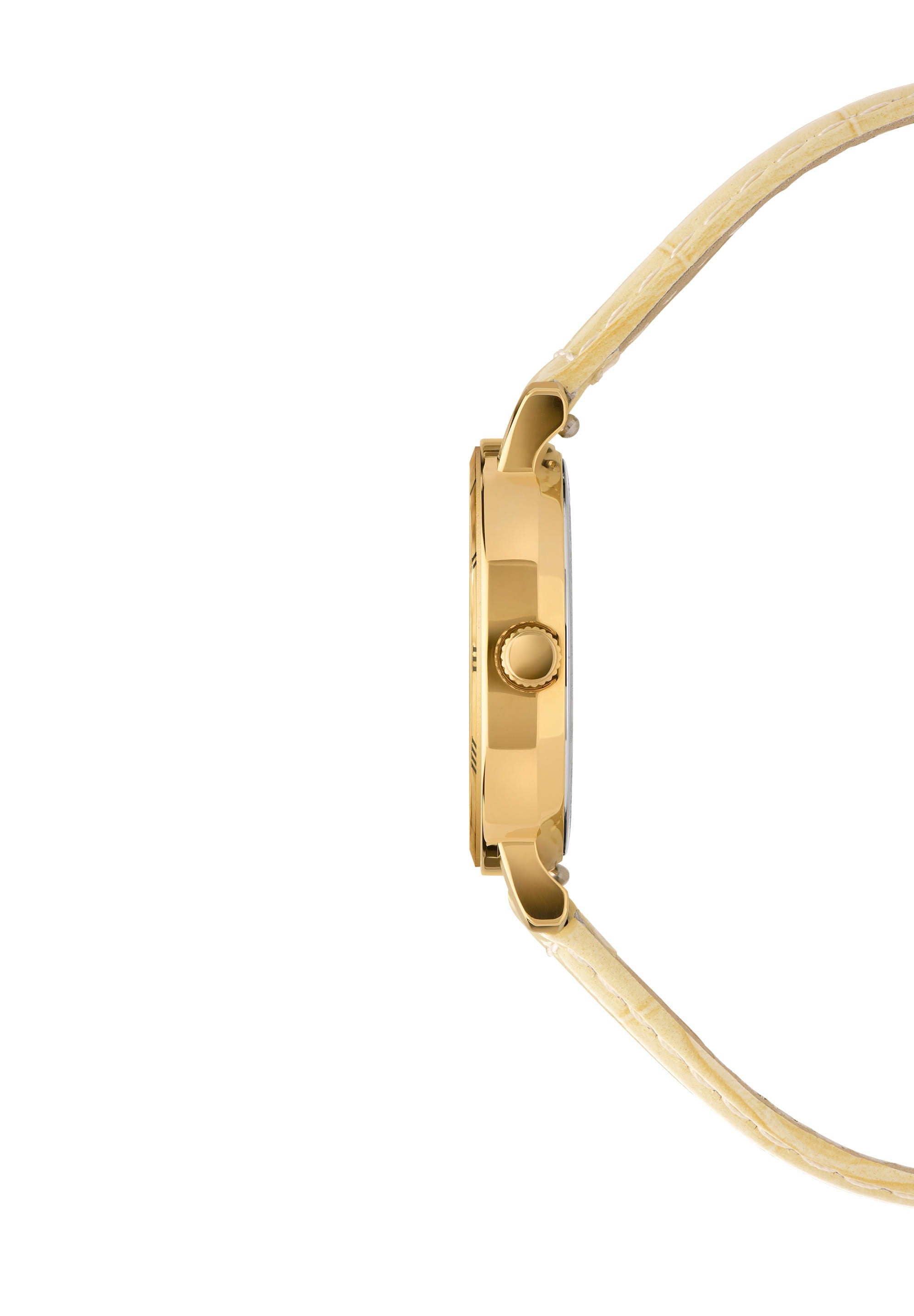 Roma Swiss Ladies Watch J2.269.S featuring a gold dial, Roman numerals, and a yellow-golden leather strap, showcasing elegant minimalist design.