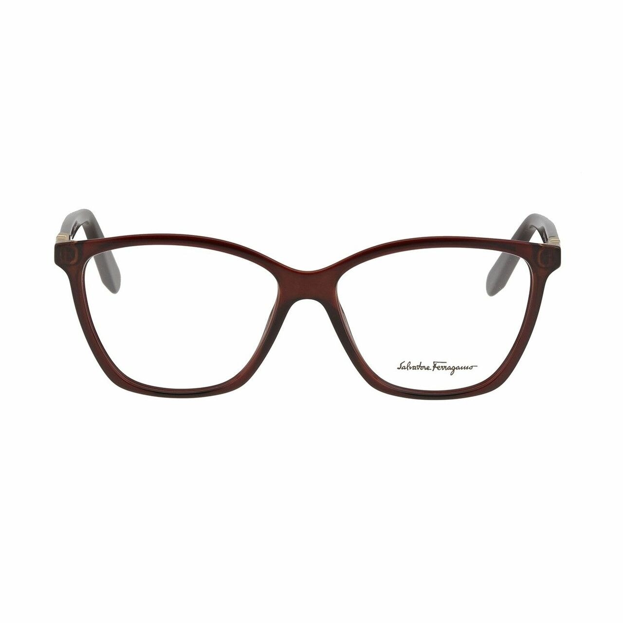 Salvatore Ferragamo SF2814-210 Brown Square Women's Plastic Eyeglasses with a stylish full-rim design, perfect for various face shapes.