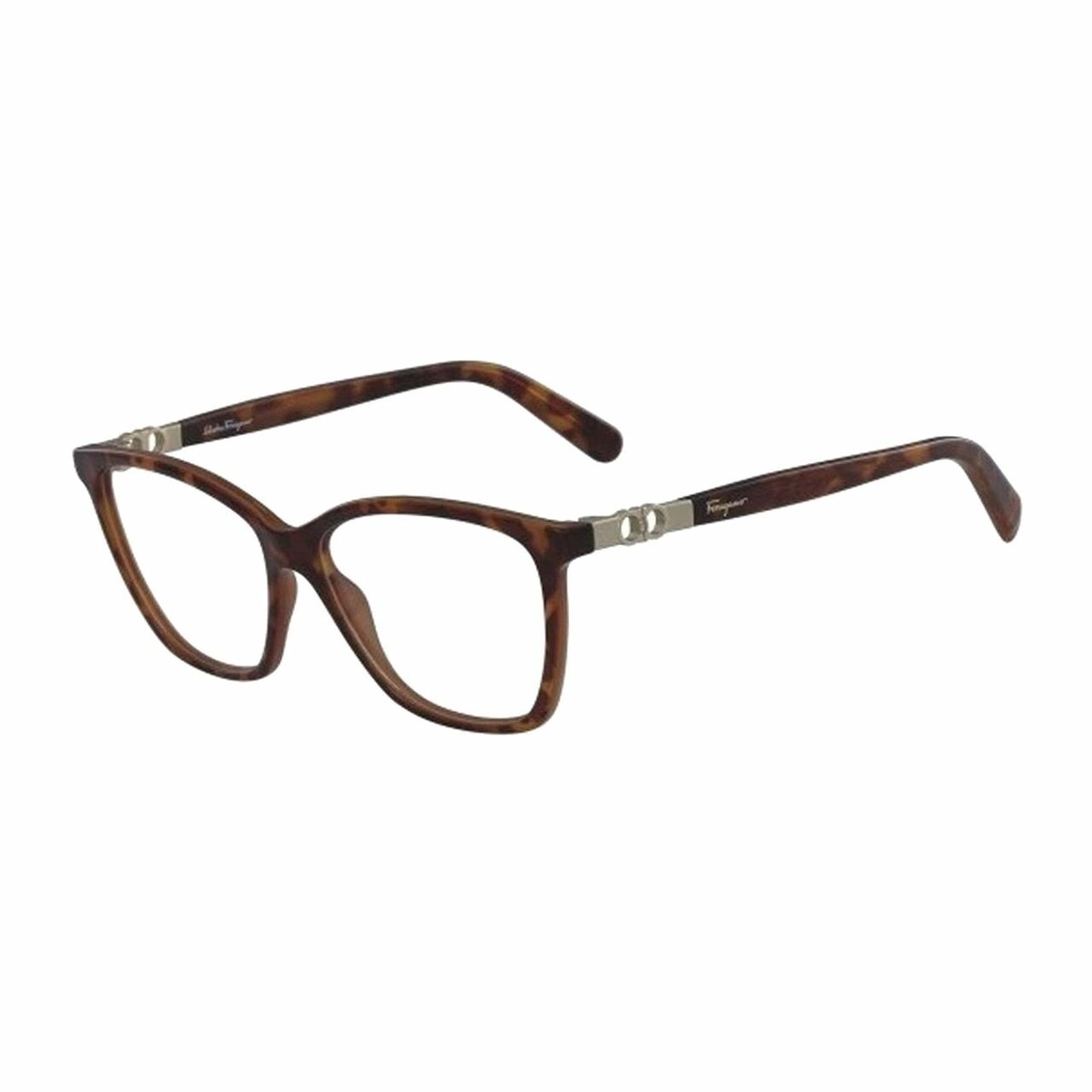 Salvatore Ferragamo SF2814-214 Tortoise Square Women's Plastic Eyeglasses with Gancini logo on hinges.