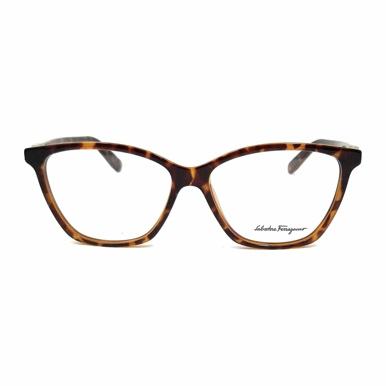 Salvatore Ferragamo SF2814-214 Tortoise Square Women's Plastic Eyeglasses with Gancini logo on hinges.