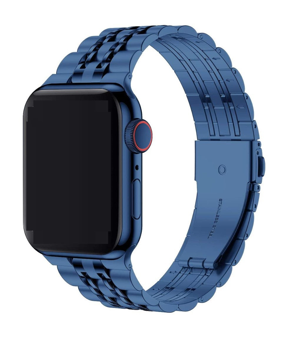 Seven-bead stainless steel solid metal strap for iWatch, showcasing its elegant design and durable construction.