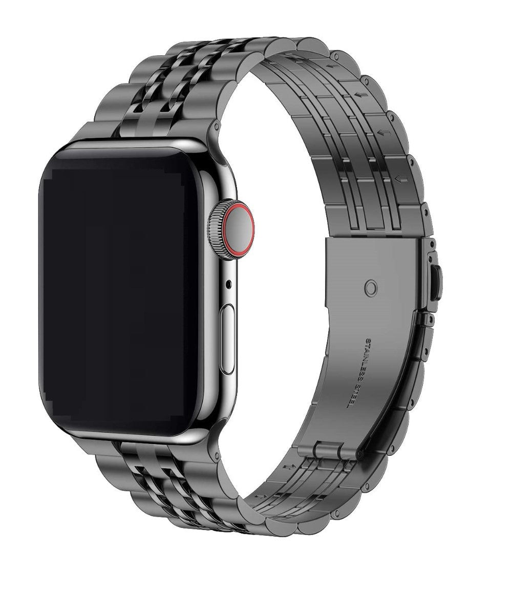 Seven-bead stainless steel solid metal strap for iWatch, showcasing its elegant design and durable construction.