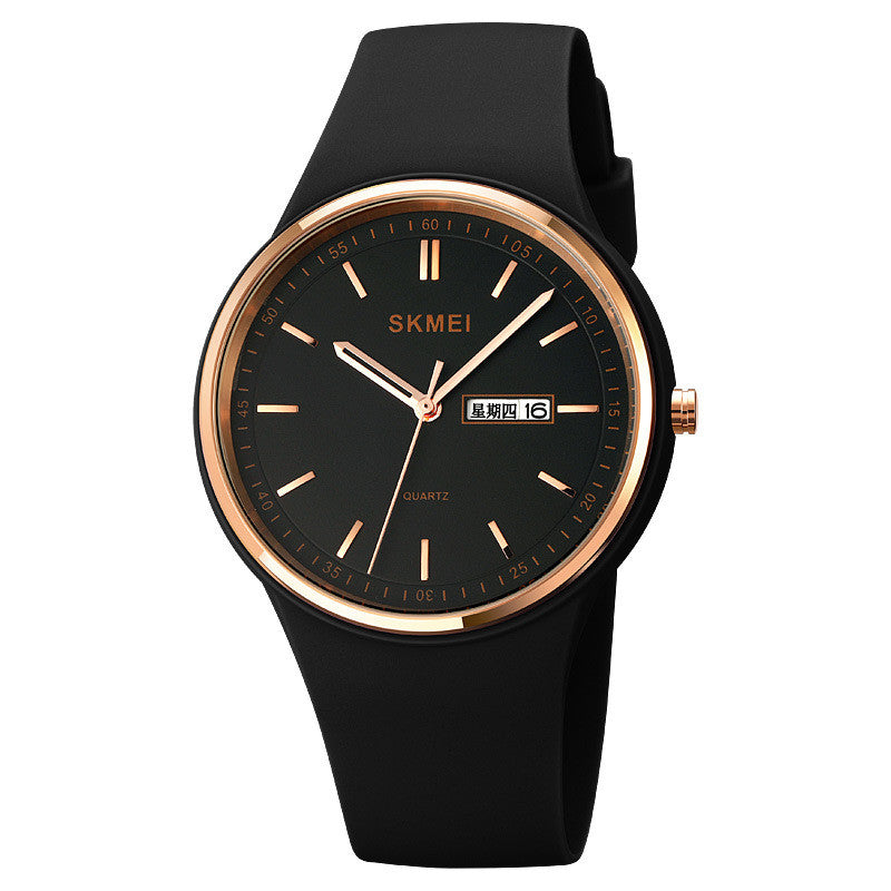 Silicone Quartz Female Student Calendar Watch with a stylish silicone strap and a sleek dial, perfect for casual wear.