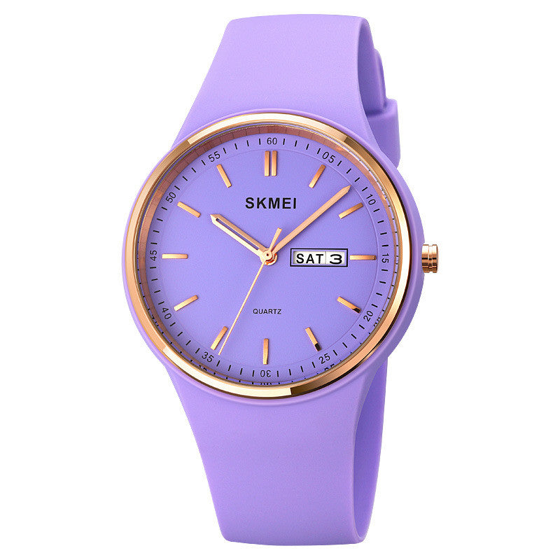 Silicone Quartz Female Student Calendar Watch with a stylish silicone strap and a sleek dial, perfect for casual wear.