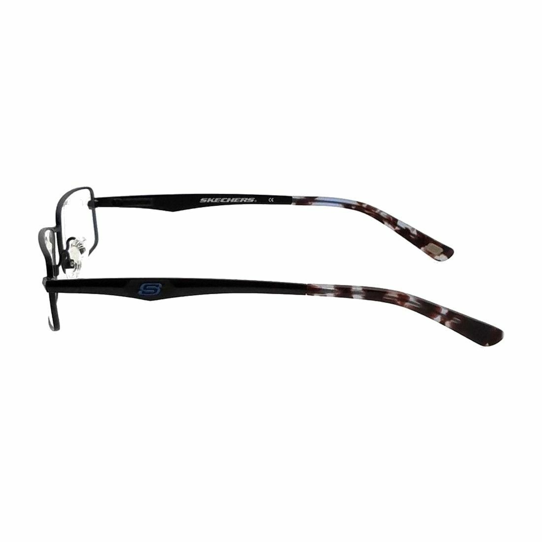 Skechers SE3125-L19 Matte Black Rectangular Men's Metal Eyeglasses displayed with a sleek design and full-rim frame.