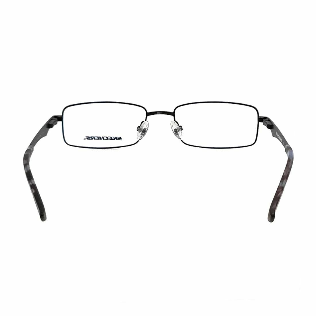 Skechers SE3125-L19 Matte Black Rectangular Men's Metal Eyeglasses displayed with a sleek design and full-rim frame.