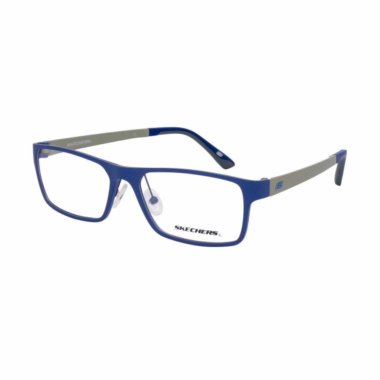 Skechers SE3151-091 Matte Blue Rectangular Men's Plastic Eyeglasses displayed with a stylish design and full-rim frame.