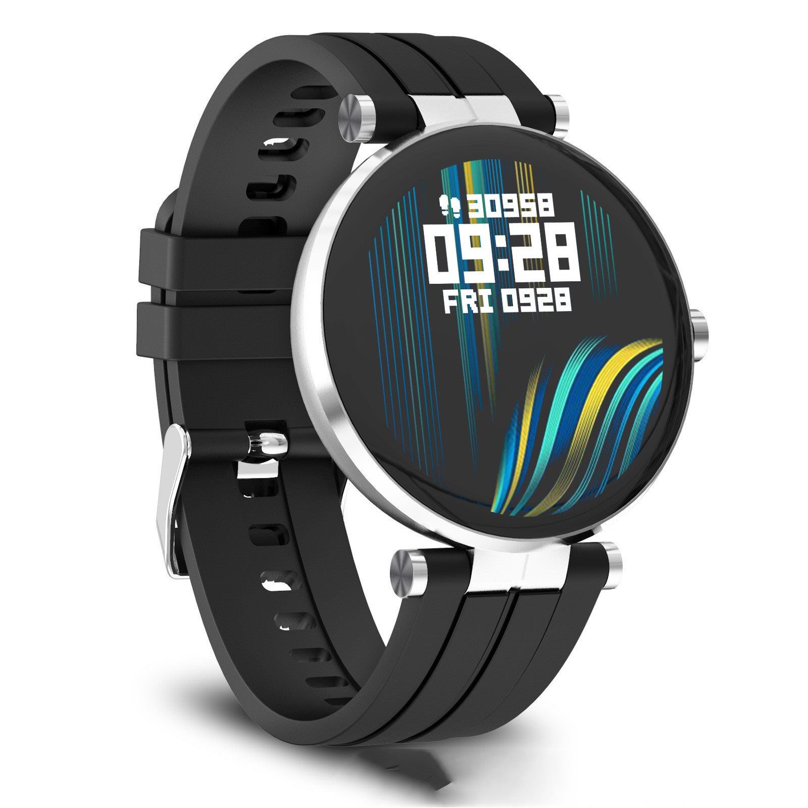 Smart Watch with Blood Pressure and Heart Rate Monitoring features, showcasing a sleek design and a 1.3-inch touch screen.