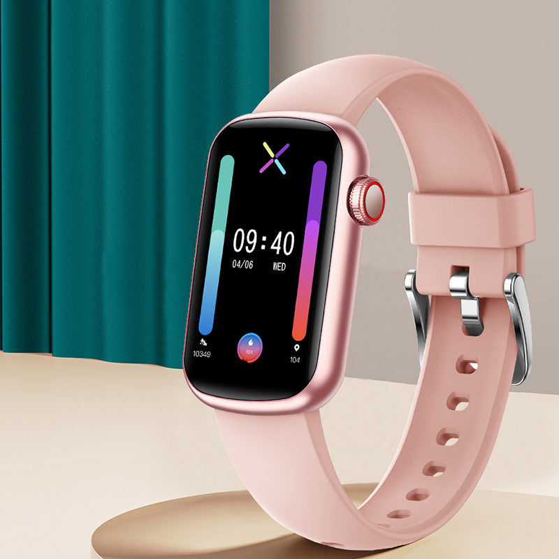 A stylish smart watch designed for women, featuring a decorative stainless steel wristband and a vibrant 1.47-inch TFT display.