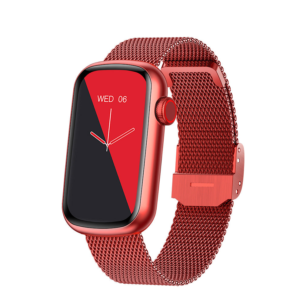 A stylish smart watch designed for women, featuring a decorative stainless steel wristband and a vibrant 1.47-inch TFT display.