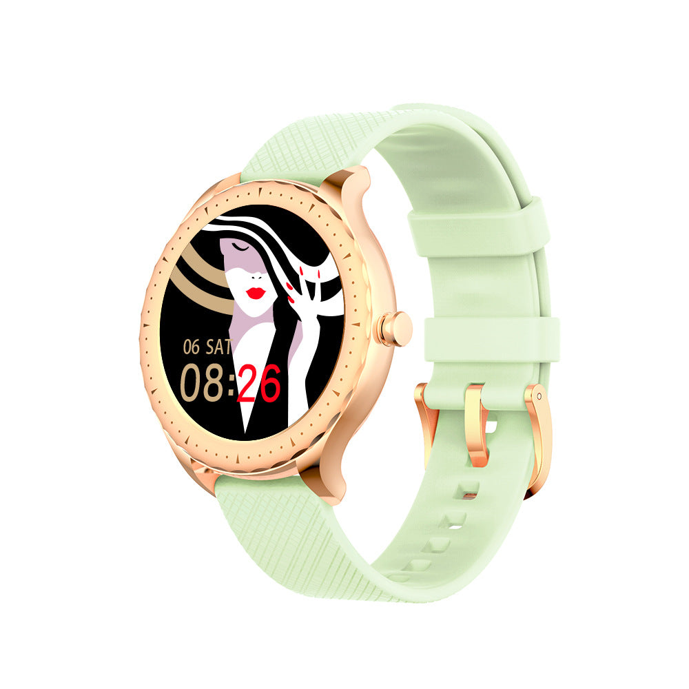 Smart Watch for Women with a round dial, showcasing a sleek design and multifunctional features.