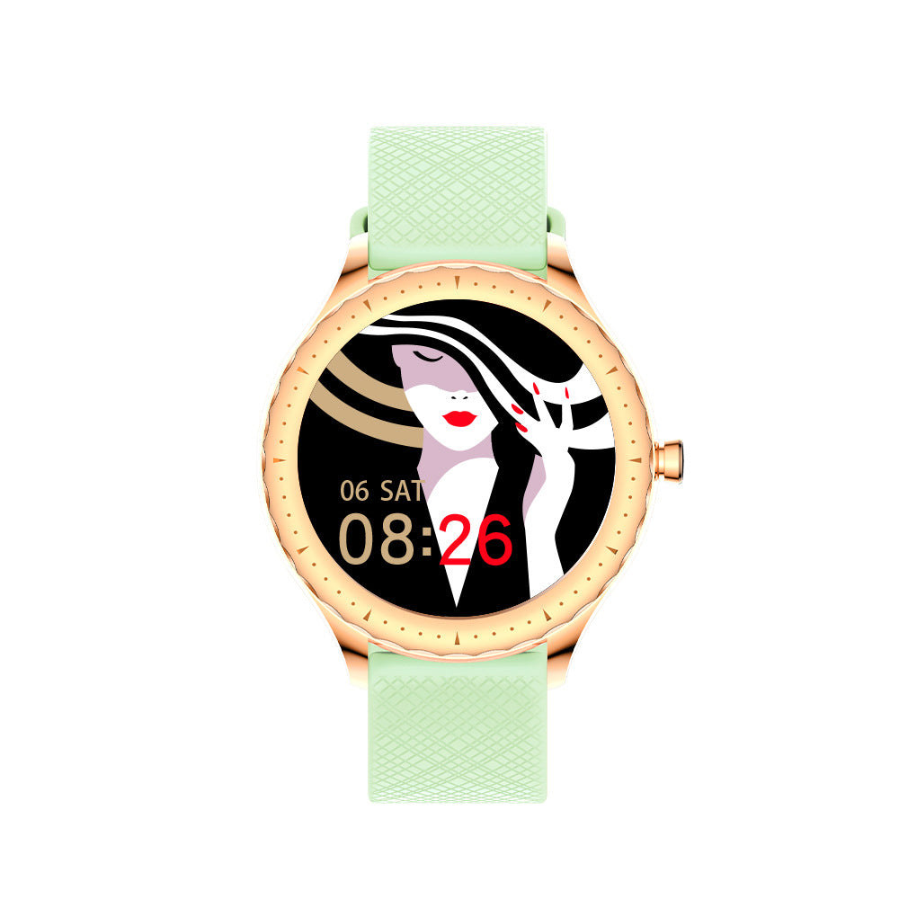 Smart Watch for Women with a round dial, showcasing a sleek design and multifunctional features.