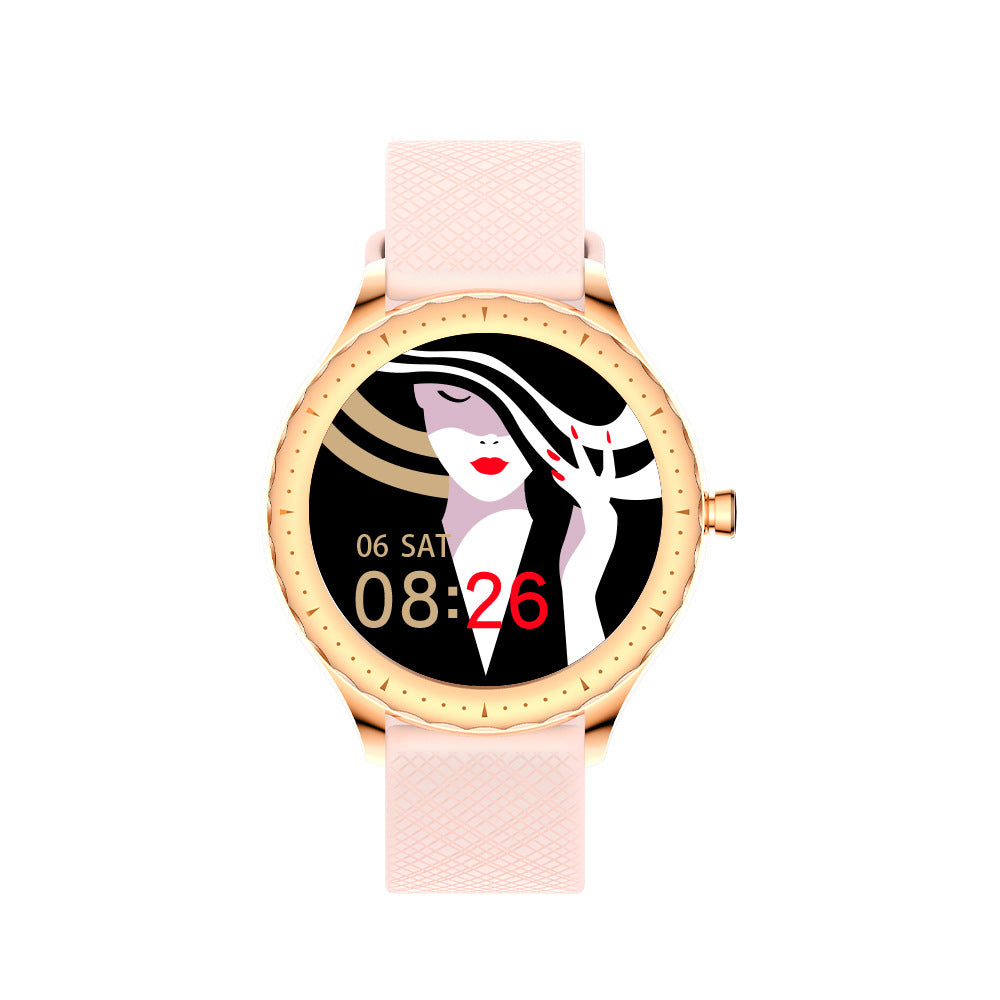 Smart Watch for Women with a round dial, showcasing a sleek design and multifunctional features.