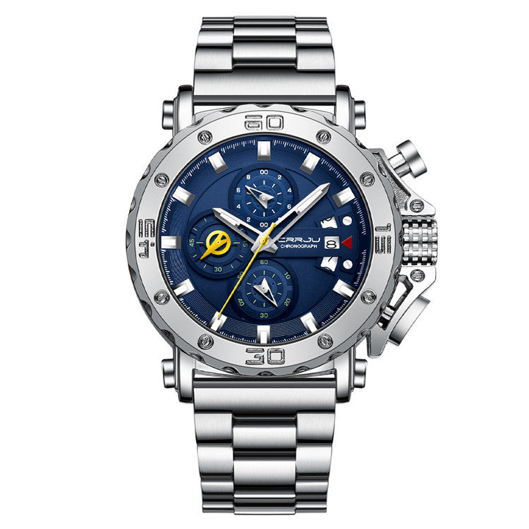 Solid Stainless Steel Band Oversized Dial Watch with a large dial and durable strap, perfect for casual wear.