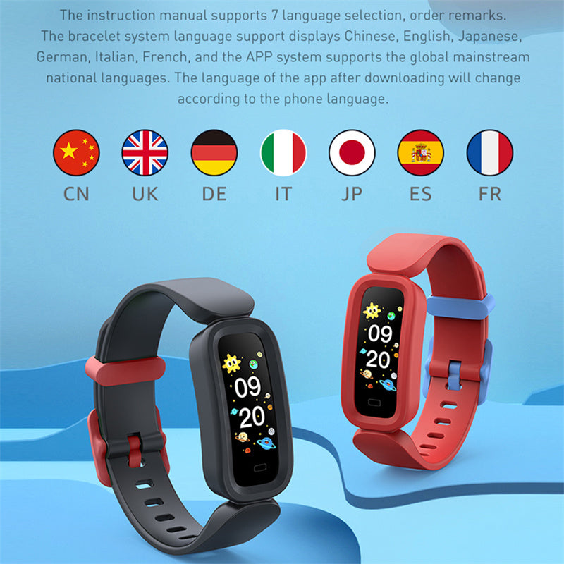 A sleek Sports Smart Bracelet with a 0.96 inch display, showcasing its waterproof design and compact size.