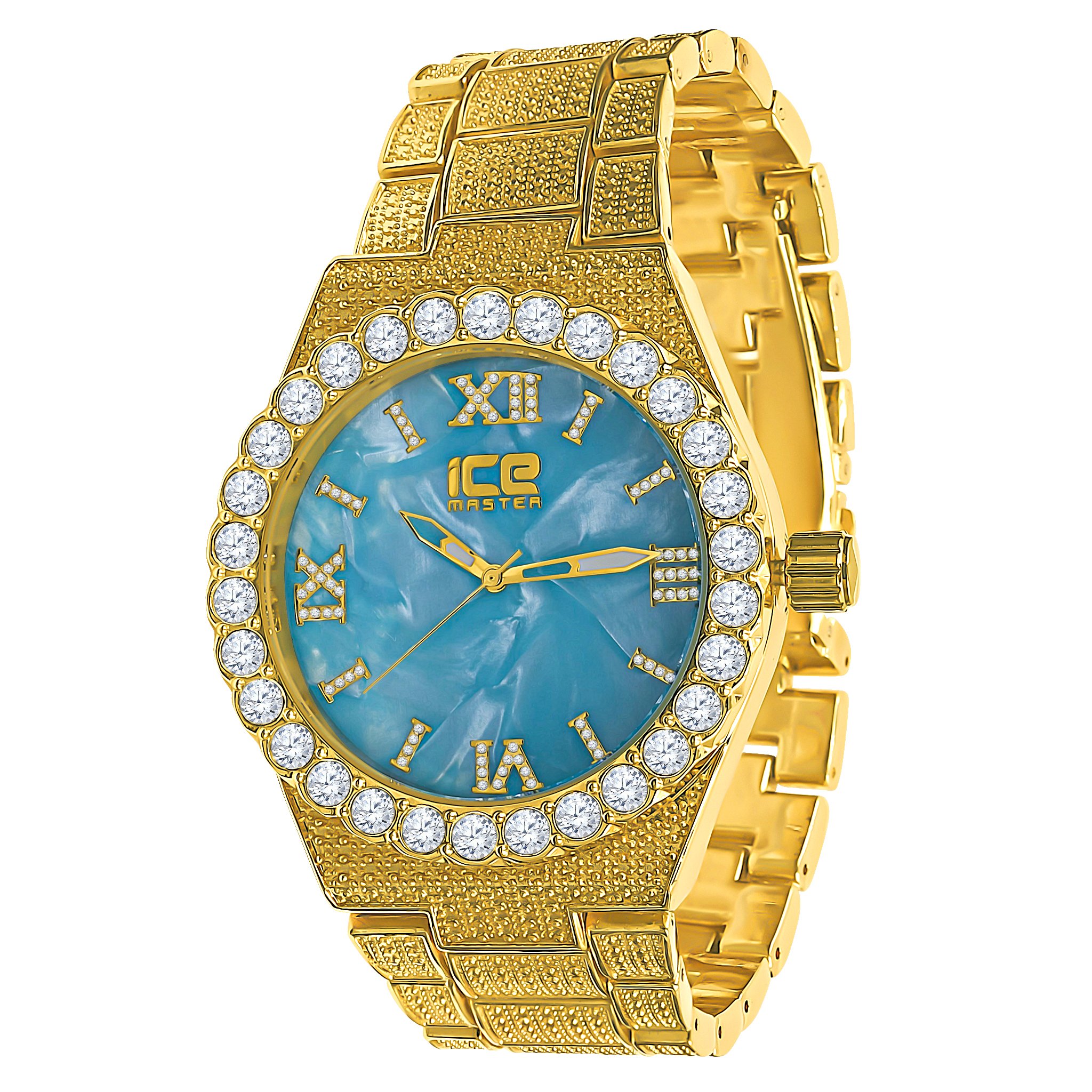 Stylish STYLIN Hip Hop Metal Watch featuring Roman numeral hour indicators and a dazzling CZ stone bezel.