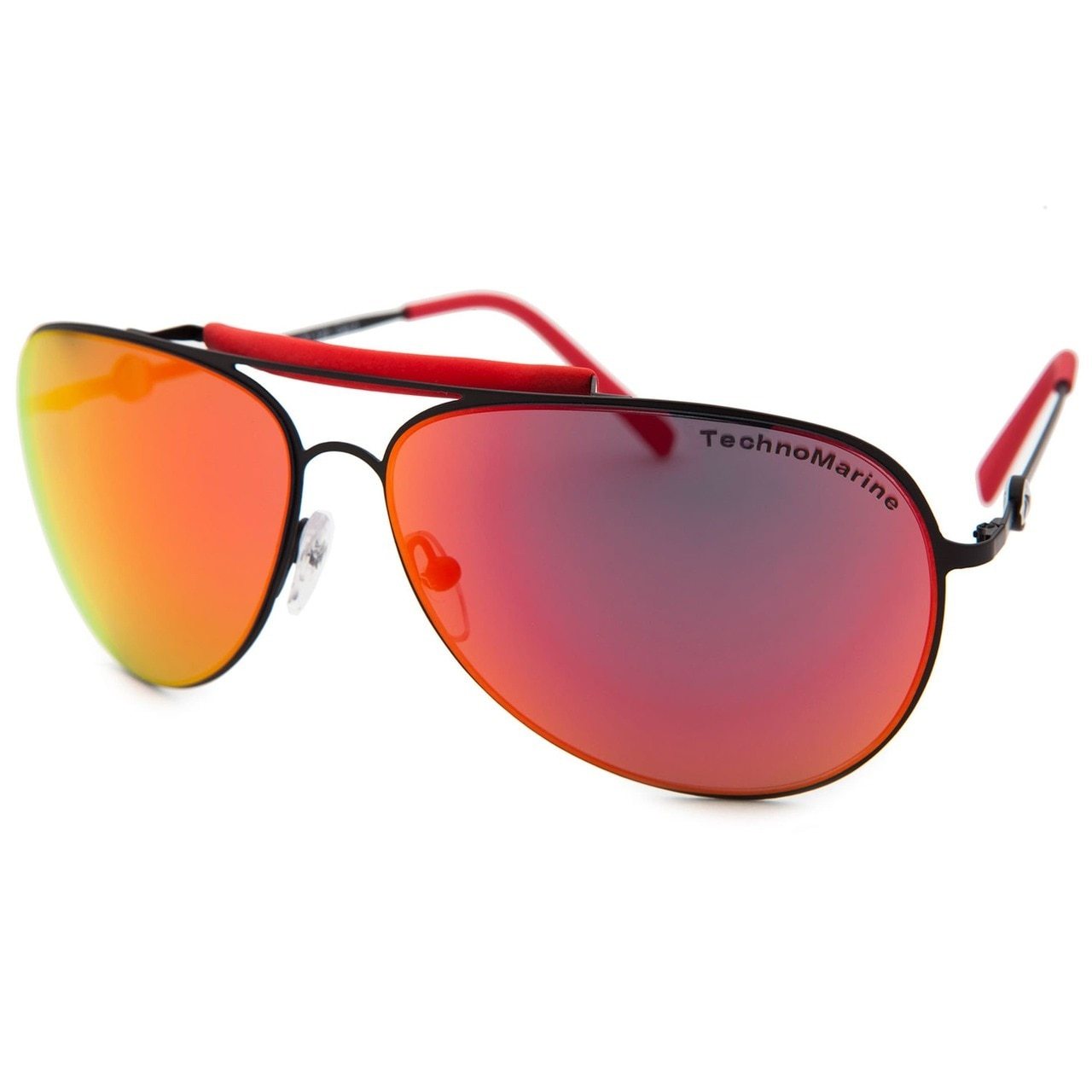 Technomarine Aviator Cruise Steel TMEW002-09 sunglasses featuring a black metal frame and red gradient lenses, stylishly displayed.