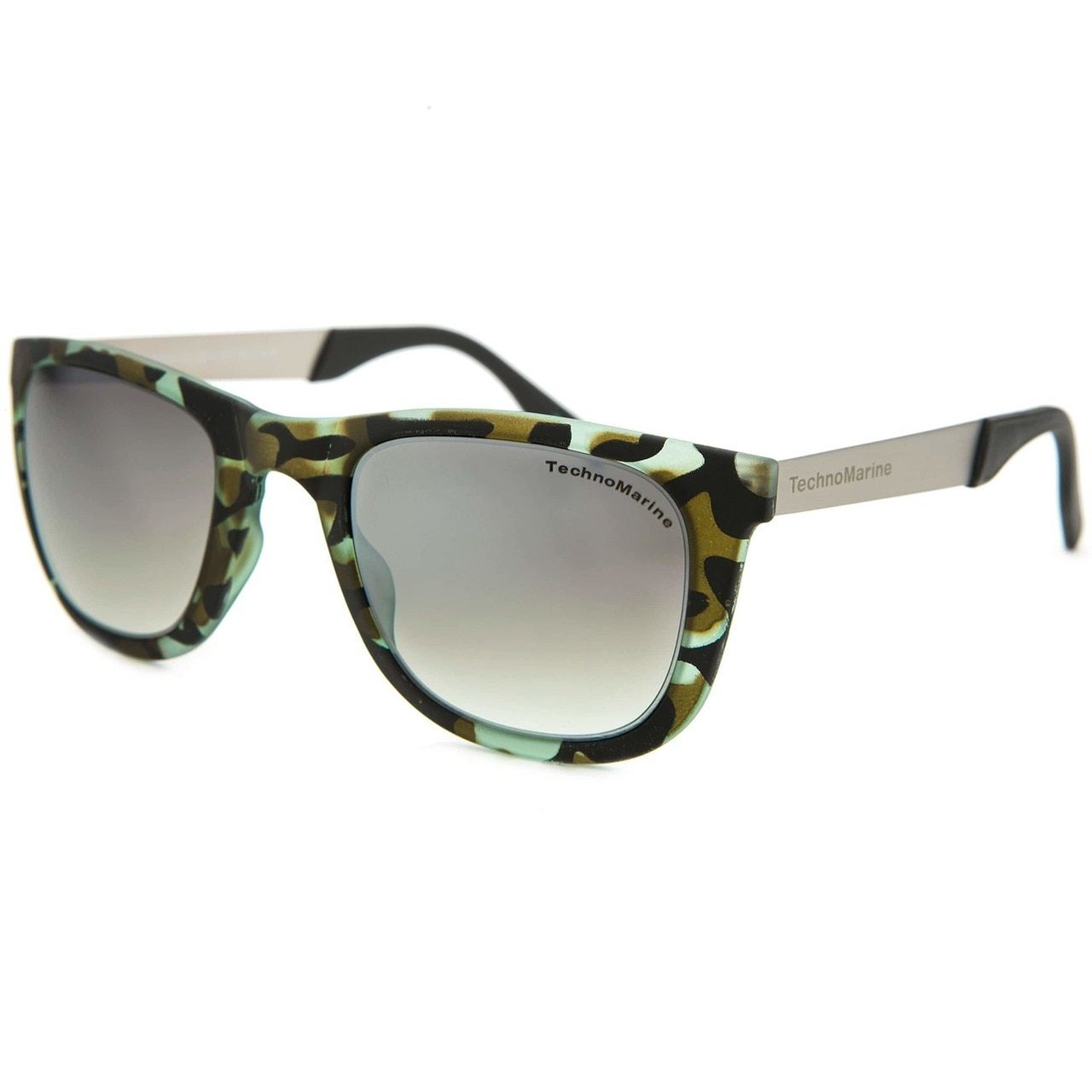 Technomarine Black Reef TMEW001-05 Wayfarer sunglasses with green mirrored lenses and tortoise frame.