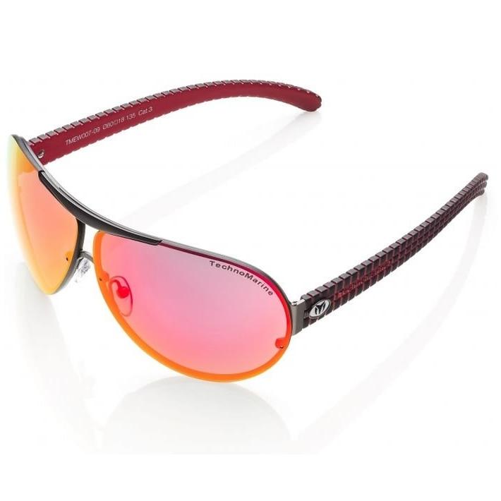 Technomarine Cruise Speedway Aviator TMEW007-09 Pilot Sunglasses in brown and red, showcasing mirrored lenses and a sleek metal frame.