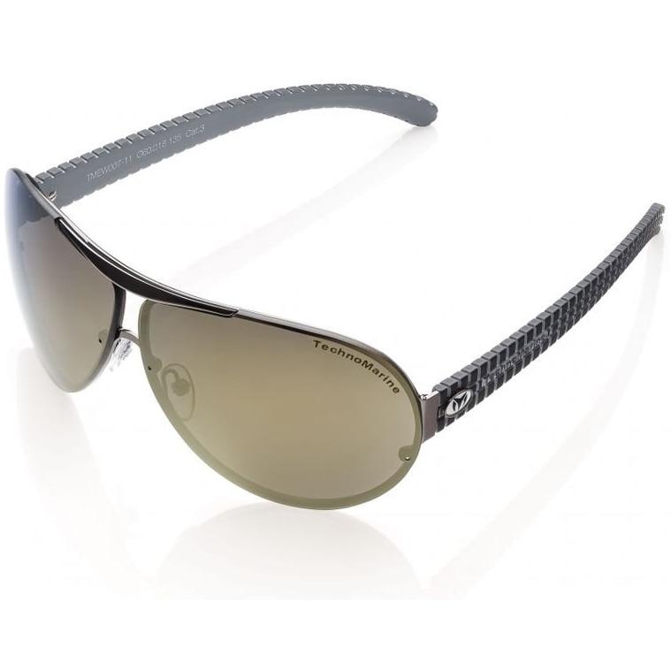 Technomarine Cruise Speedway Aviator TMEW007-11 Pilot Sunglasses with mirrored lenses and metal frame, displayed in a stylish case.