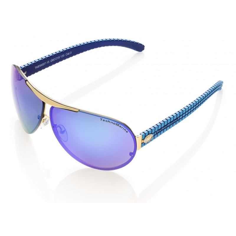 Technomarine Cruise Speedway Aviator TMEW007-15 Pilot Sunglasses with blue mirrored lenses and sleek metal frame.