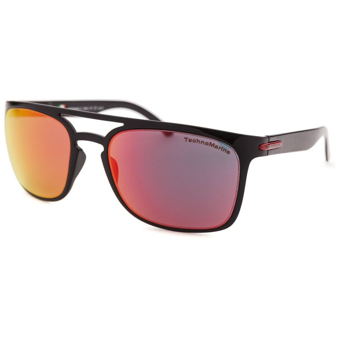 Technomarine Manta Ray TMEW006-06 sunglasses featuring a black camouflage rectangular frame and orange mirrored lenses.