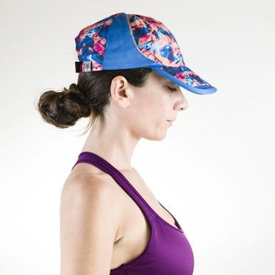 TEK Gear Lite Weight Moisture Wicking Reflective Trim Sport Running Hat in abstract design, showcasing adjustable velcro strap and reflective trim.