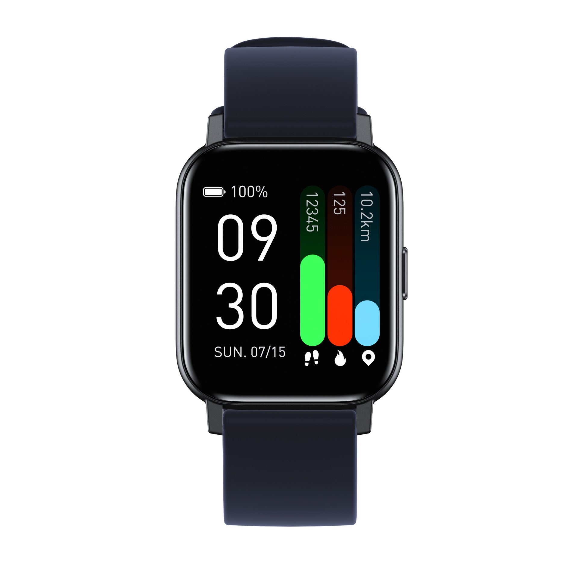 Temperature Push Heart Rate Alarm Pedometer Smart Watch with a 1.3-inch touch screen and silicone wristband, showcasing its sleek design and health tracking features.