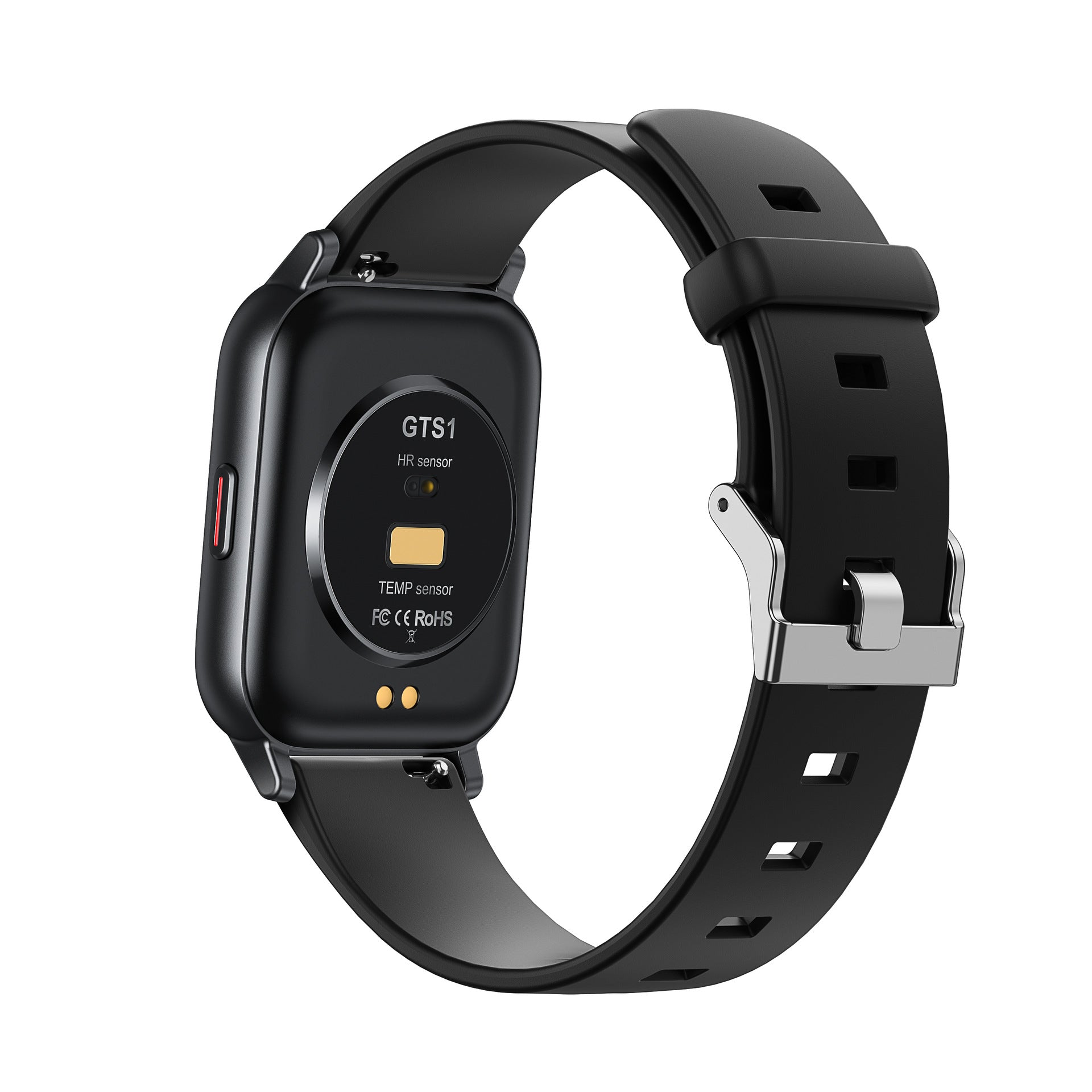 Temperature Push Heart Rate Alarm Pedometer Smart Watch with a 1.3-inch touch screen and silicone wristband, showcasing its sleek design and health tracking features.