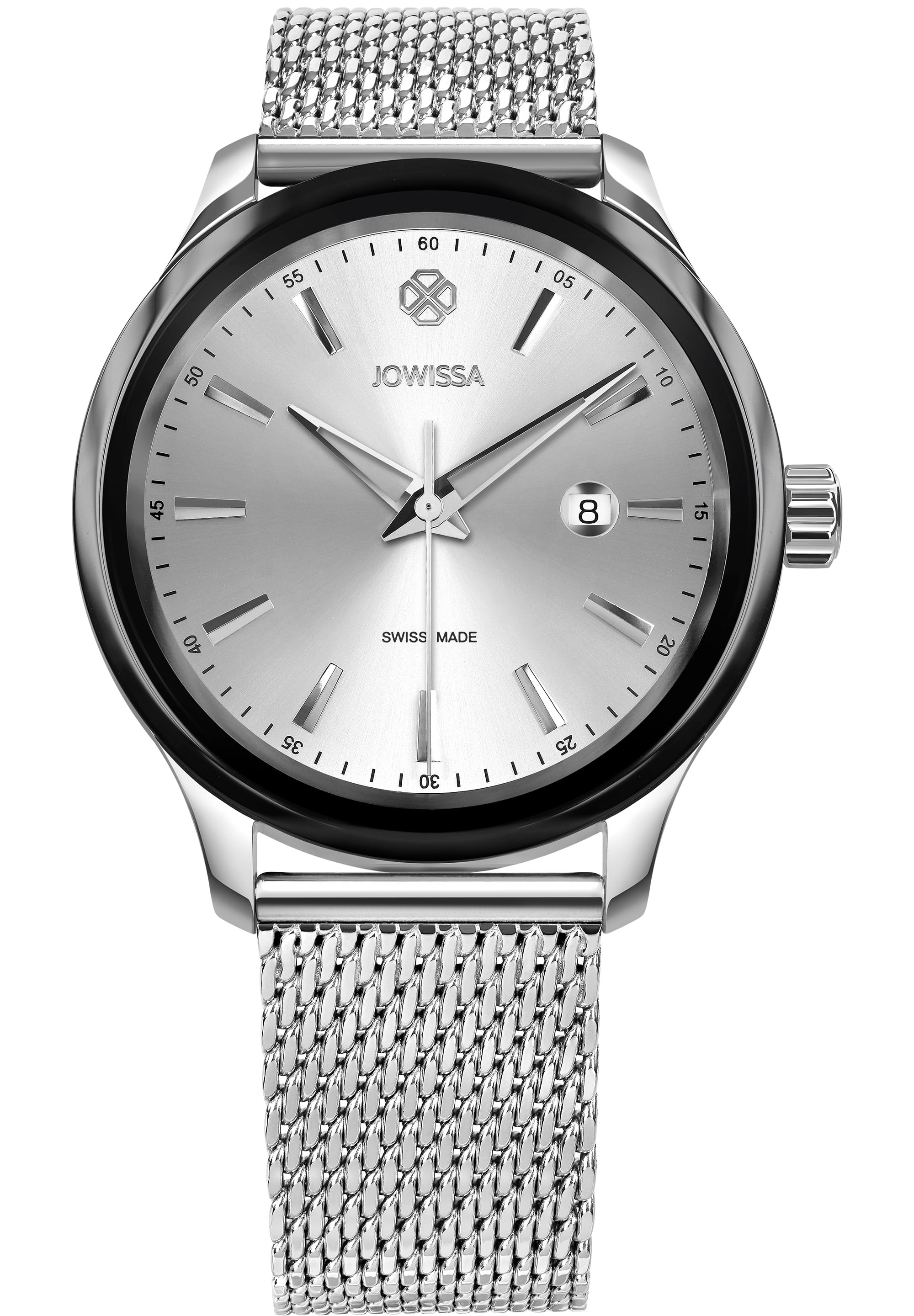 Tiro Swiss Ladies Watch J4.228.L featuring a stainless steel case, sunray dial, and mesh band, showcasing elegance and precision.