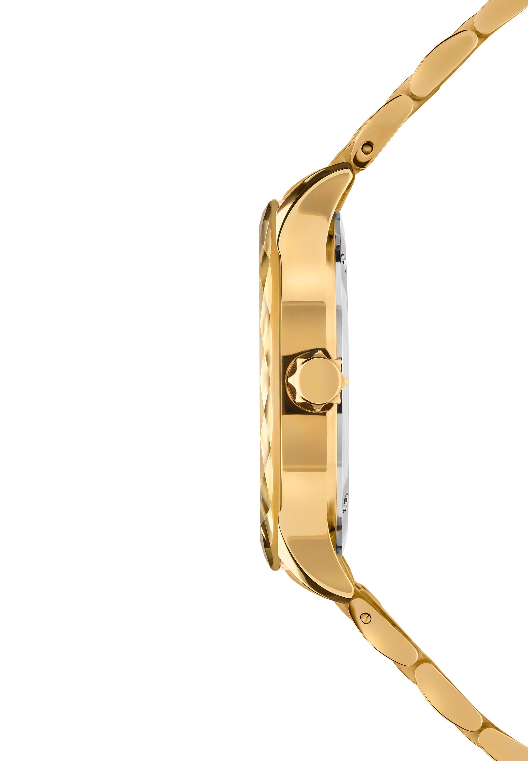 Tiro Swiss Ladies Watch J6.235.M featuring a gold dial, gold mesh bracelet, and rhinestone hour indices.