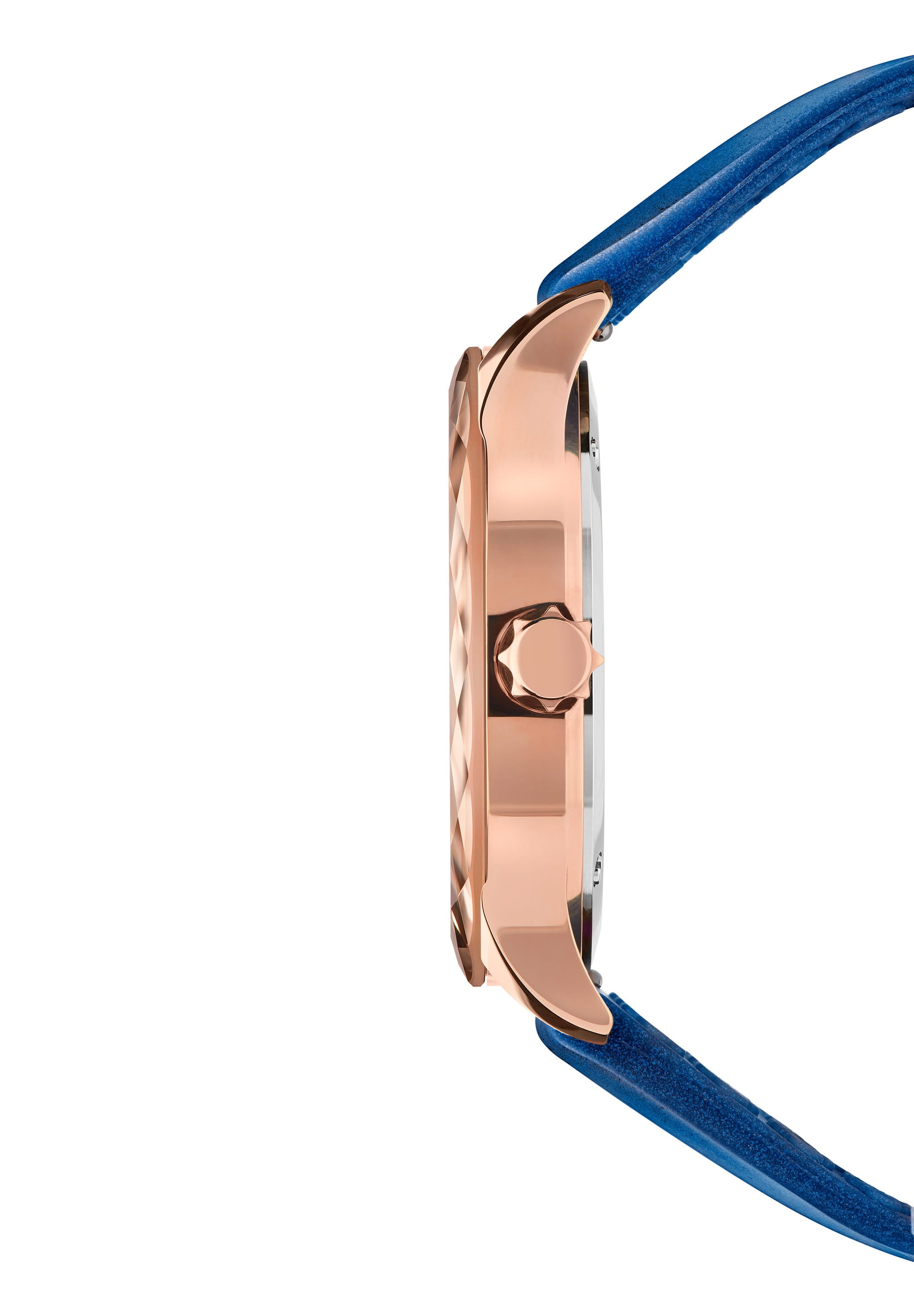 Tiro Swiss Ladies Watch J6.247.M featuring an ocean blue dial, rose gold accents, and a silicone strap, showcasing its elegant design.