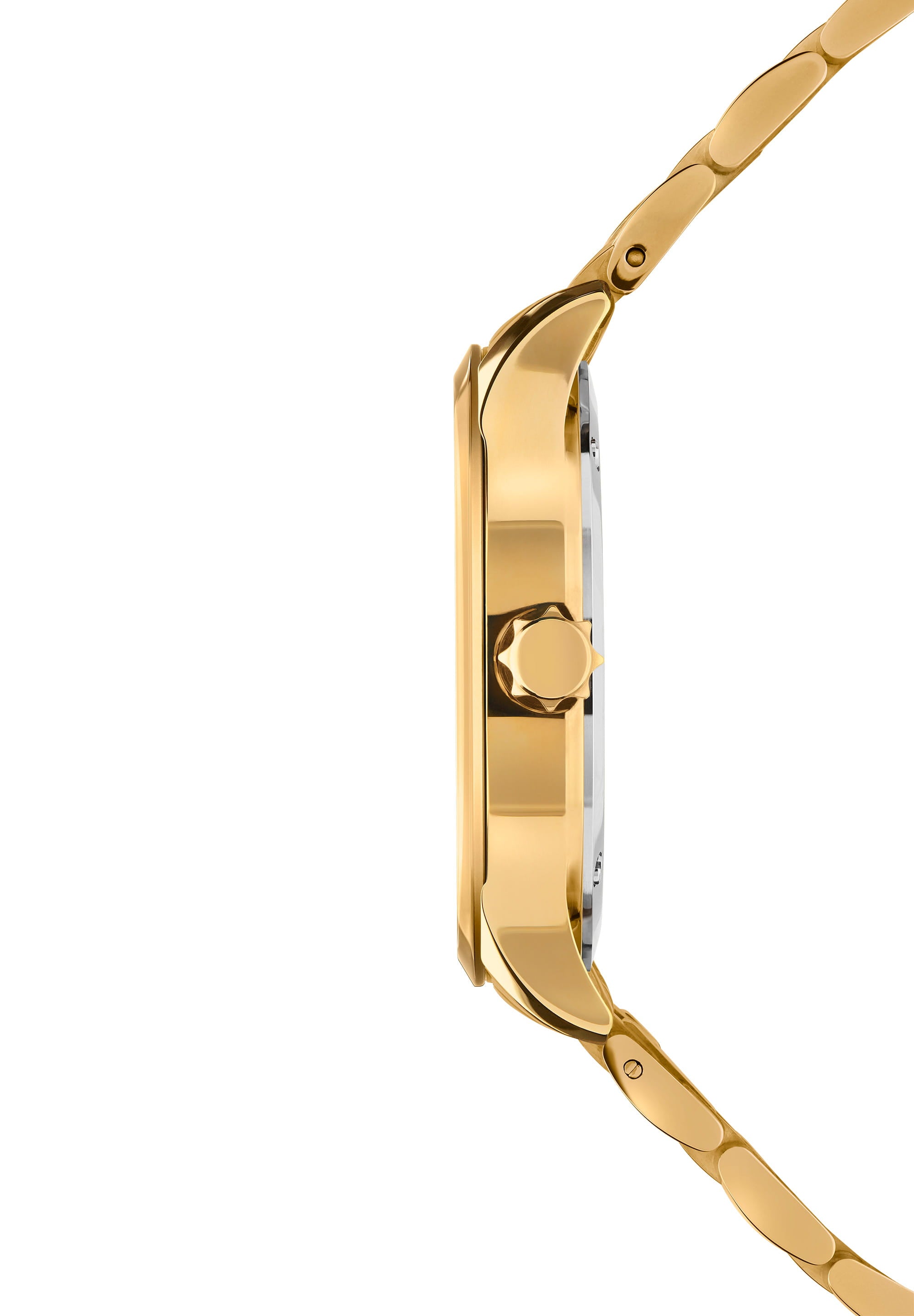 Tiro Swiss Made Watch J4.298.M featuring a gold case, silver dial, and polished gold bracelet, showcasing its elegant design.