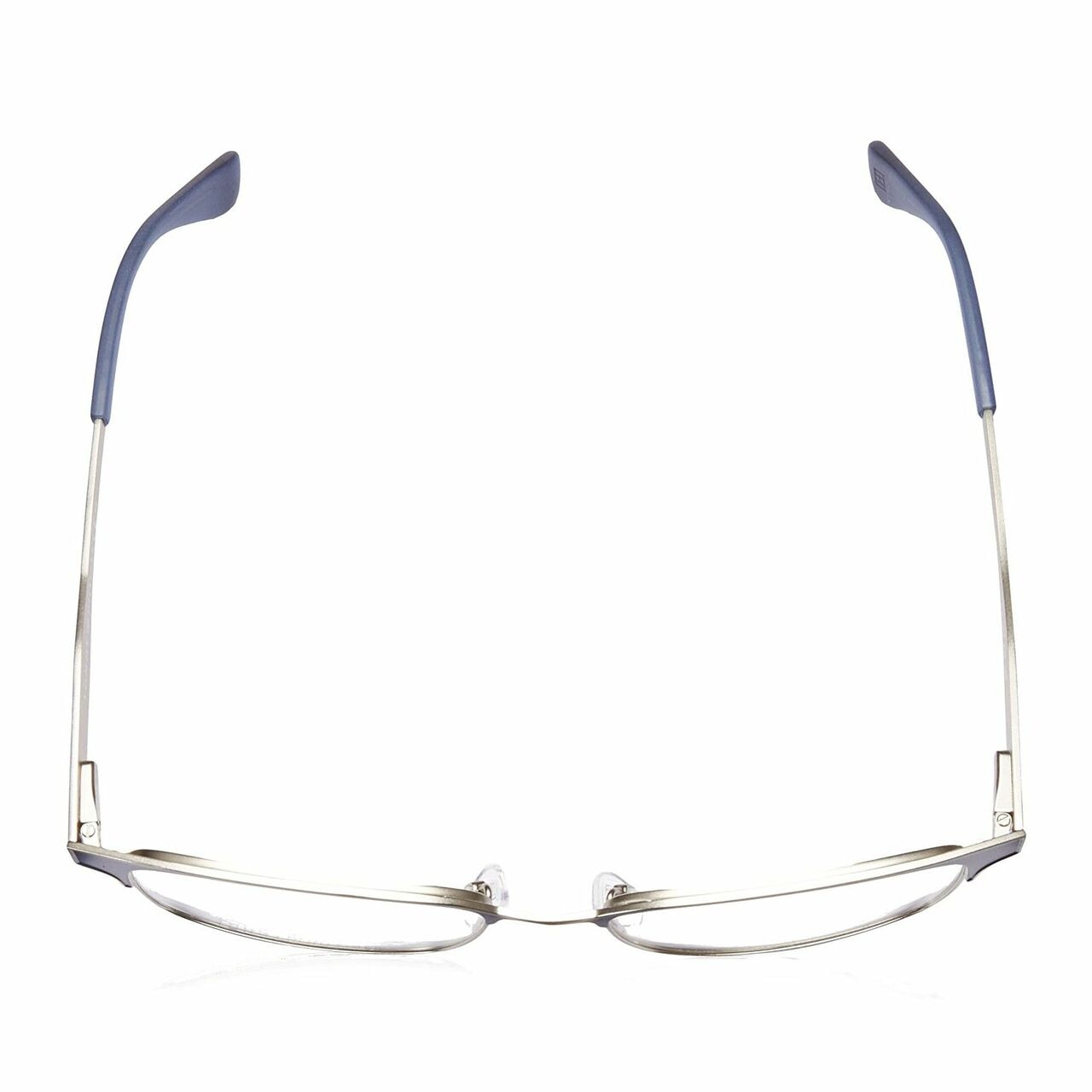 Tommy Hilfiger TH1357-K2F Palladium Blue Rectangular Men's Metal Eyeglasses displayed in a stylish case, showcasing their elegant design.