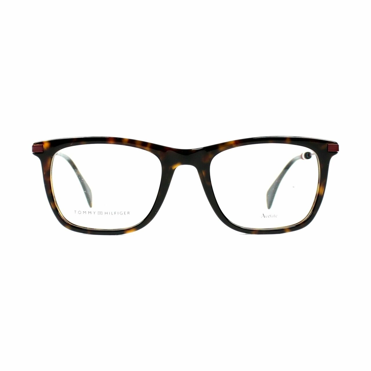 Tommy Hilfiger TH1472-086 Dark Havana Square Men's Acetate Eyeglasses showcasing a stylish square frame in dark brown color.