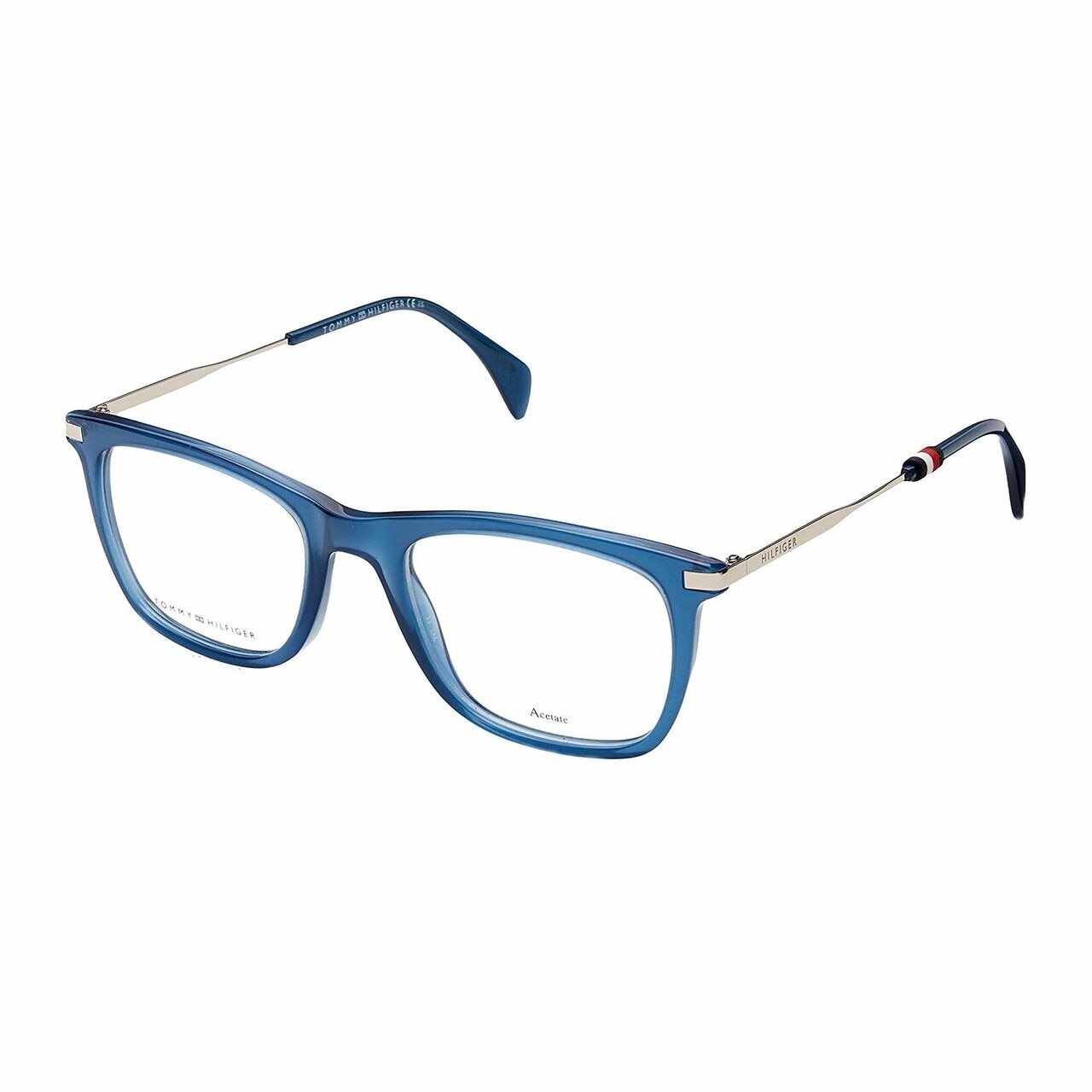 Tommy Hilfiger TH1472-PJP Blue Square Men's Acetate Eyeglasses with stylish design and comfortable fit.