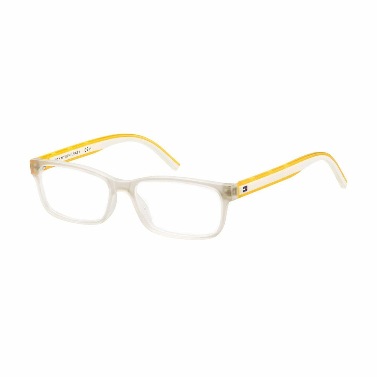 Tommy Hilfiger TH1495-900 Crystal Rectangular Men's Plastic Eyeglasses with a stylish crystal frame and demo lens.