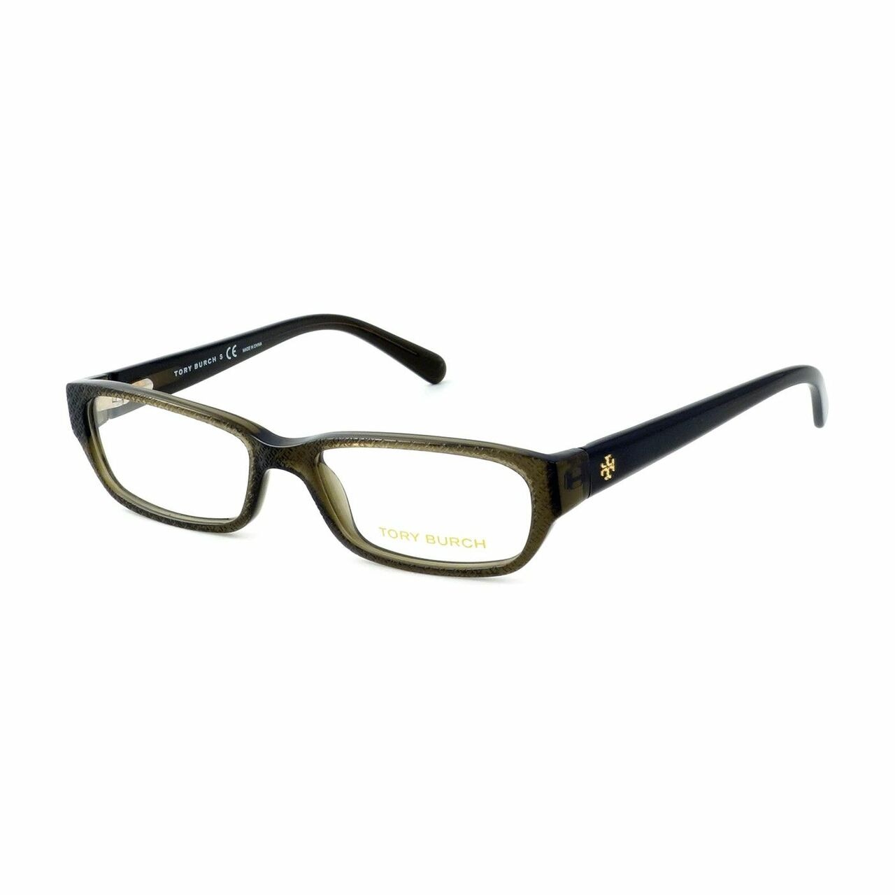 Tory Burch TY2027-735 Olive Green Rectangular Women's Plastic Eyeglasses showcasing a stylish design and durable frame.