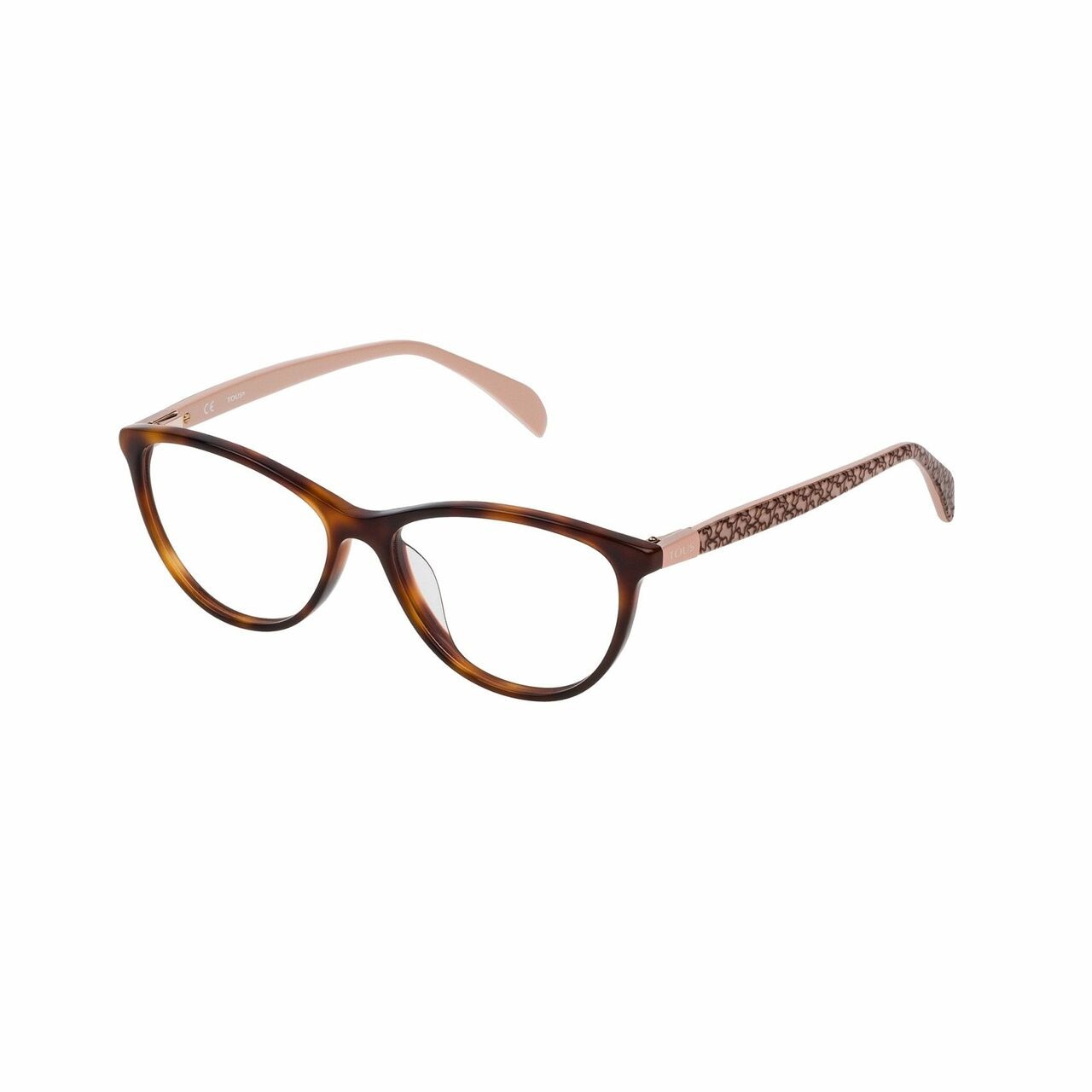 Tous VTO977-0752 Brown Havana Women's Cat-Eye Acetate Eyeglasses showcasing elegant design and durable frame.