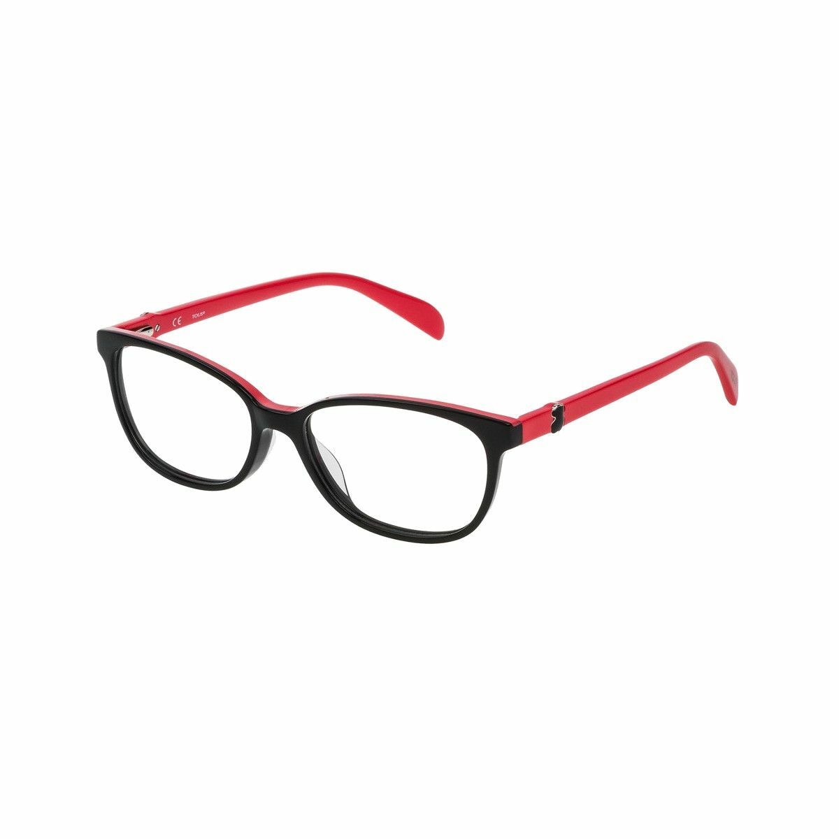 Stylish Tous VTO979-0700 Black Red Square Women's Acetate Eyeglasses with a full-rim design, perfect for modern fashion.