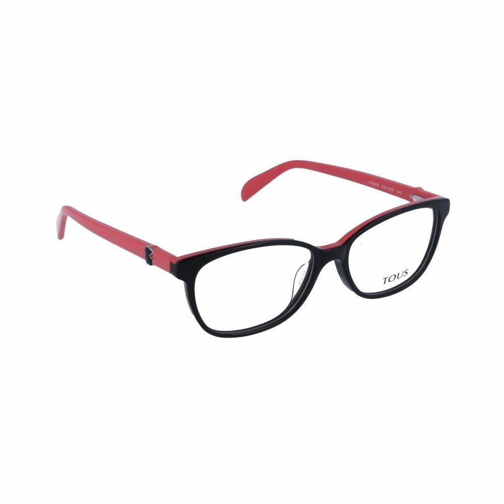 Stylish Tous VTO979-0700 Black Red Square Women's Acetate Eyeglasses with a full-rim design, perfect for modern fashion.