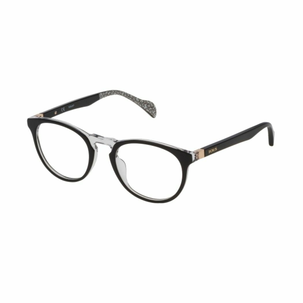 Tous VTOA22-0888 Black Crystal Oval Women's Acetate Eyeglasses with a stylish design and comfortable fit.