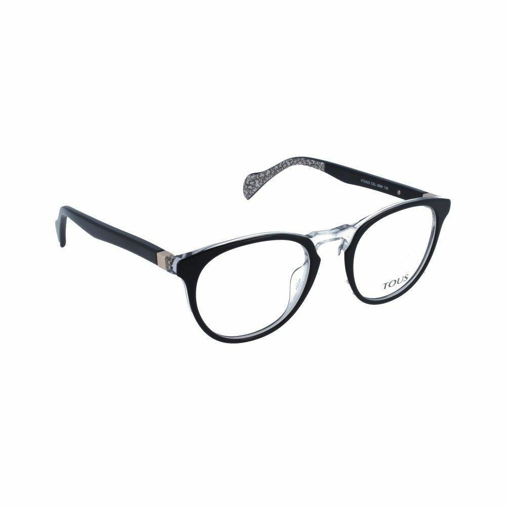 Tous VTOA22-0888 Black Crystal Oval Women's Acetate Eyeglasses with a stylish design and comfortable fit.