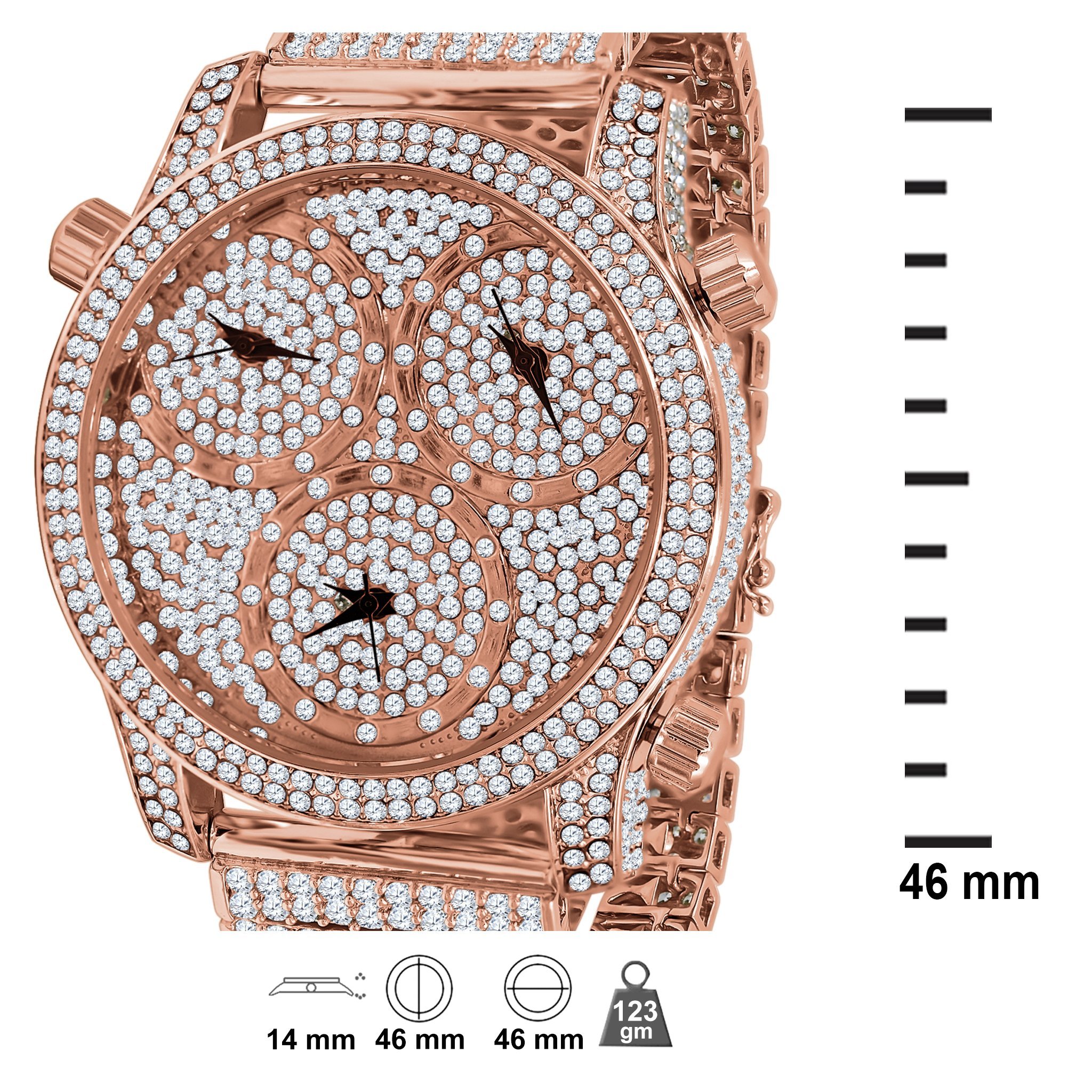 Traveller CZ ICED OUT WATCH featuring a luxurious iced-out design with stainless steel and cubic zirconia embellishments.