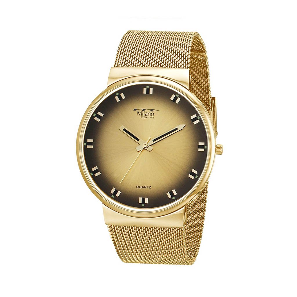 Urbana M Milano Expressions Gold Mesh Strap Watch featuring a stylish gold mesh strap and alloy case.