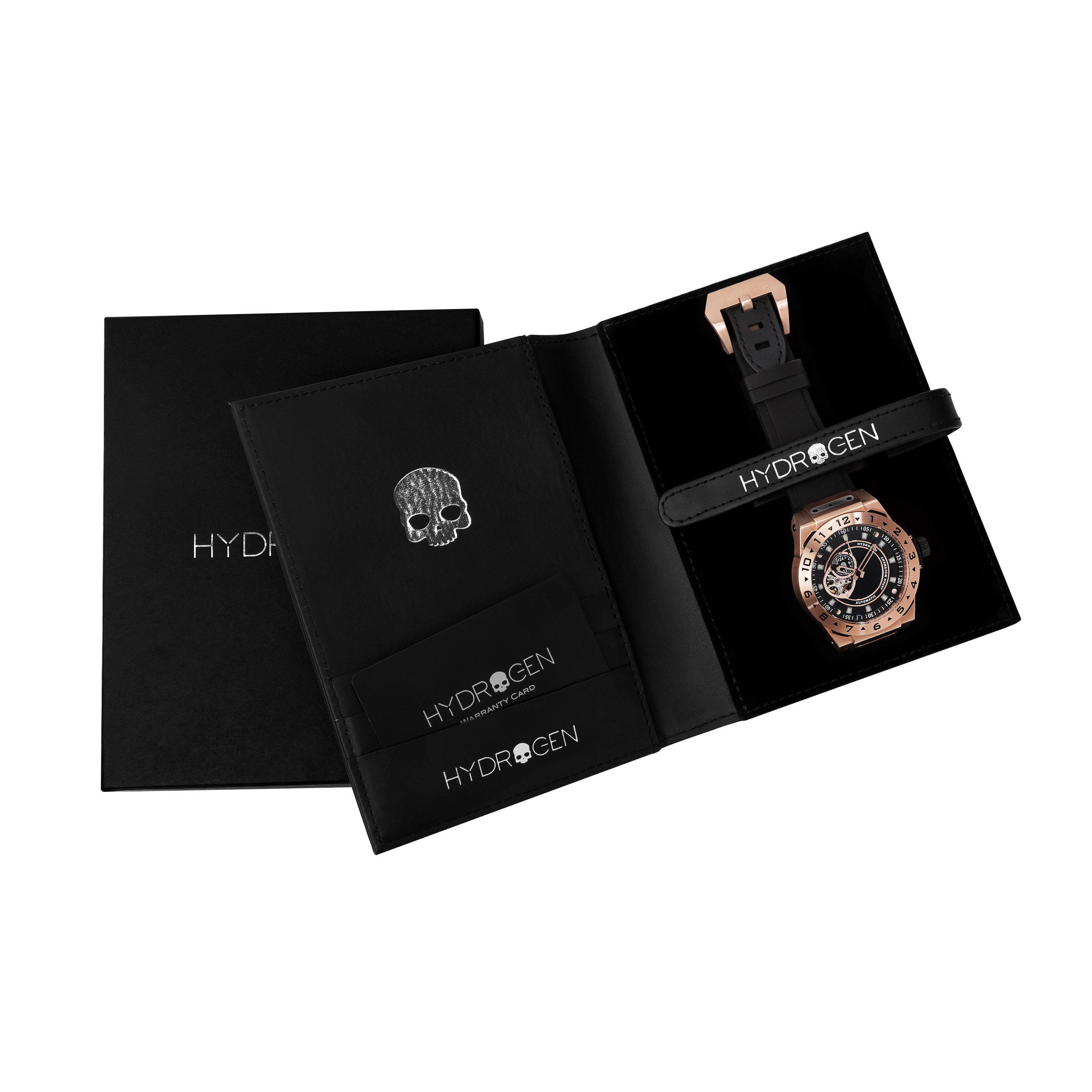 Vento Black Rose Gold watch featuring a stainless steel case, black dial, and custom molded black silicone strap.